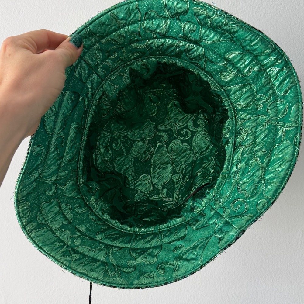 Auth Gucci Hat Bucket Style Reversible Green Metallic GG Monogram Size S Retro - Picture 10 of 10